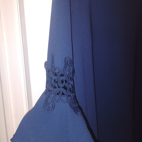 Zac & Rachel Navy Blouse with Bell Sleeves - Picture 2 of 5